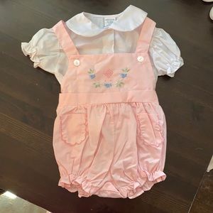 Cuties by Judy size 18 months romper jumper pink embroidered vintage